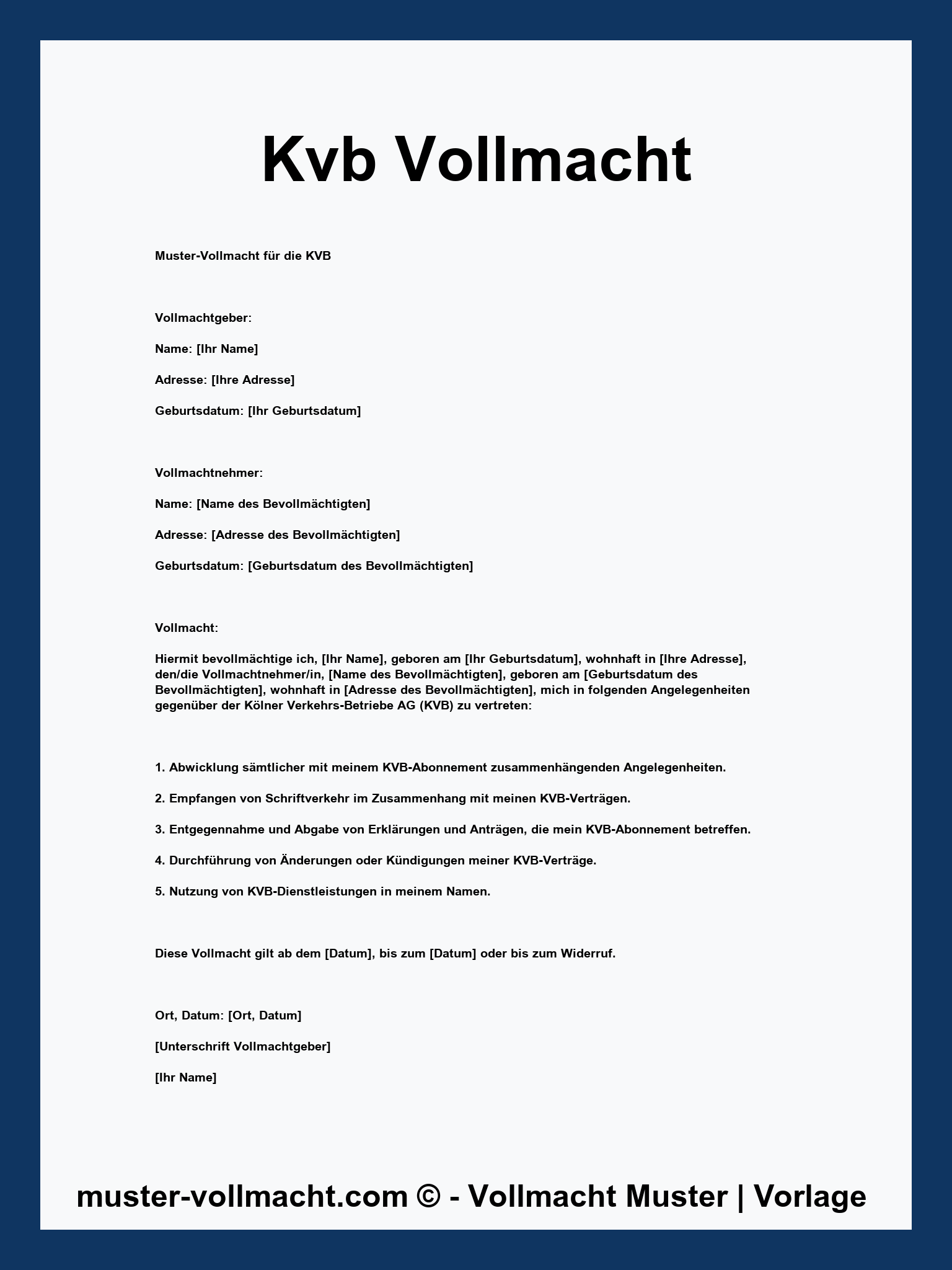 Kvb Vollmacht Formular - Word - PDF